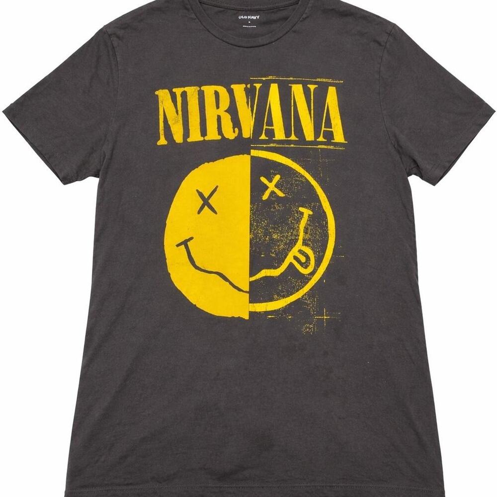 Nirvana smiley face black t shirt